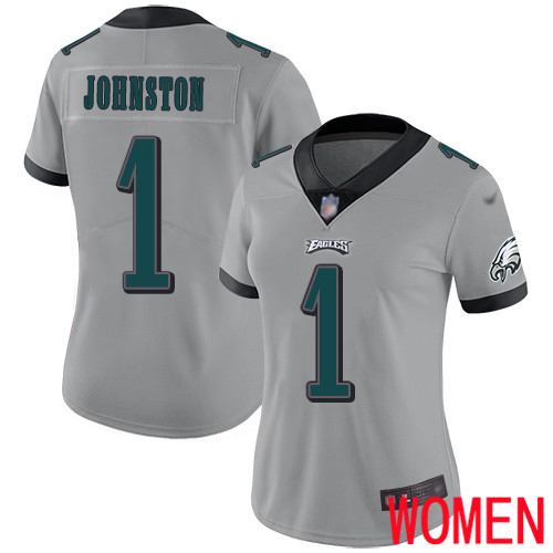 Women Philadelphia Eagles #1 Cameron Johnston Limited Silver Inverted Legend NFL Jersey Football